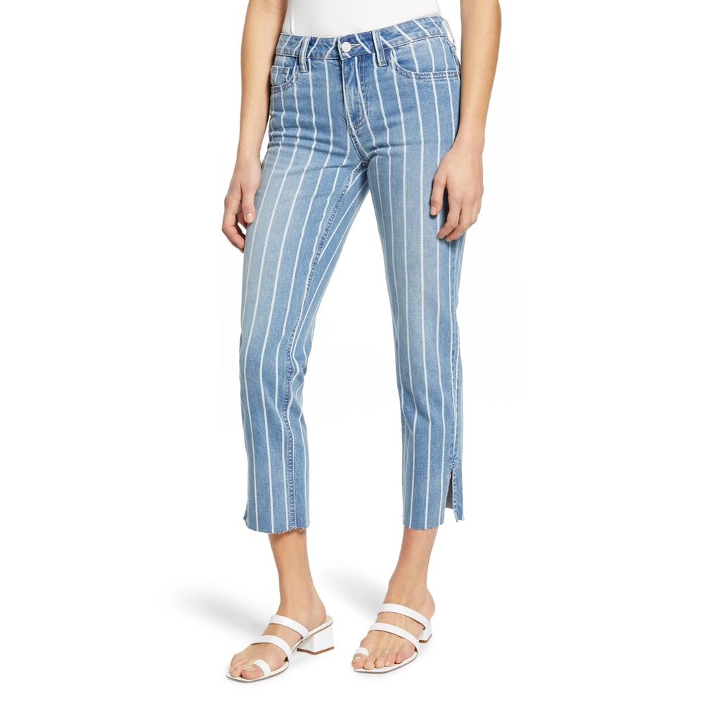 New Washlab Vera Ankle Straight Jeans in Blue Stripe Women's Size 29
